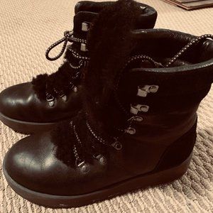 UGG WATERPROOF SHEARLING LACE UP BOOTS